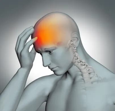 Digital illustration showing head pain and cervical spine, representing symptoms linked to Intracranial Aneurysm in India.